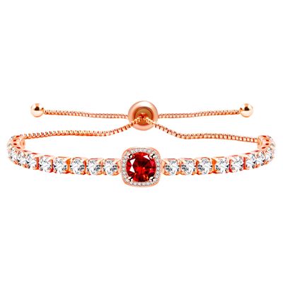 Oneress Exquisite Red CZ Tennis Bracelet for Women, Best Friends Bracelets Special Occasions Bridal Bracelet YA4536 (Rose Gold-Red)