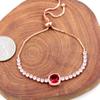 Oneress Exquisite Red CZ Tennis Bracelet for Women, Best Friends Bracelets Special Occasions Bridal Bracelet YA4536 (Rose Gold-Red) view 3