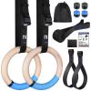 RENRANRING Gymnastics Rings Wooden Gym Rings 1.25'' Training Rings with 16.73ft Adjustable Numbered Straps, Olympic Rings for Home Gym, Workout, Exercise, Calisthenics, Pull Up