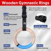 RENRANRING Gymnastics Rings Wooden Gym Rings 1.25'' Training Rings with 16.73ft Adjustable Numbered Straps, Olympic Rings for Home Gym, Workout, Exercise, Calisthenics, Pull Up view 3