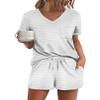 Ekouaer Women's Pajamas Sets Short Sleeve Lounge Sets Sleepwear Casual Two Piece Pjs With Pockets Stripe XL view 1