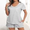 Ekouaer Women's Pajamas Sets Short Sleeve Lounge Sets Sleepwear Casual Two Piece Pjs With Pockets Stripe XL view 2