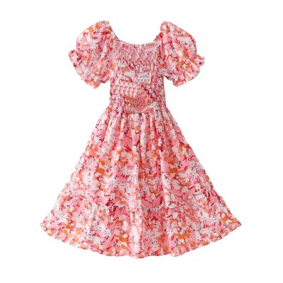 Big Girls Slip Floral Slim Fit Dress Ethnic Cotton Silk Dress for Teen Girls New Beach Fashion (Hot Pink, 9-10 Years)