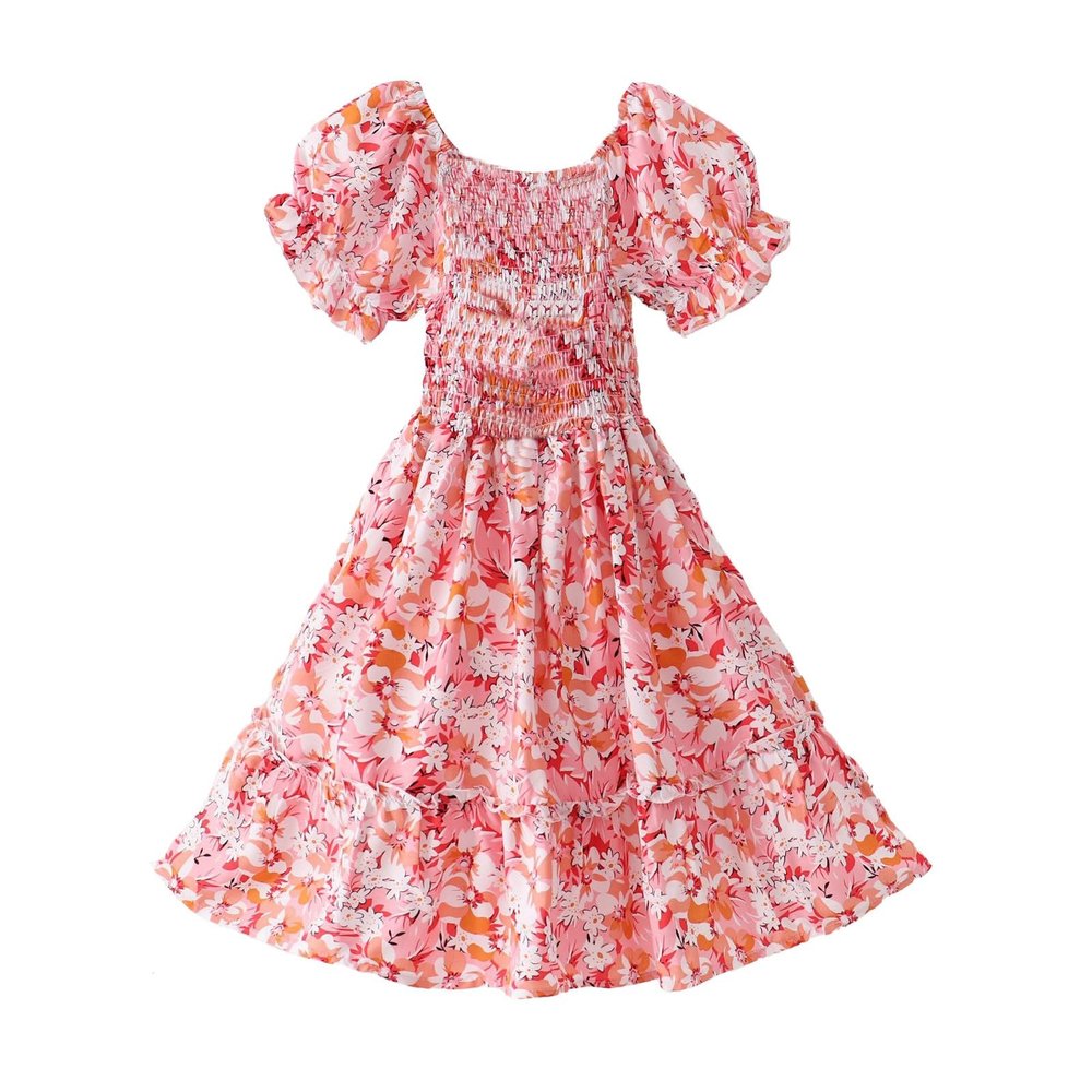 Big Girls Slip Floral Slim Fit Dress Ethnic Cotton Silk Dress for Teen Girls New Beach Fashion (Hot Pink, 9-10 Years)