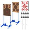 Atflbox Shooting Target Stand with 10pcs 17x25 Inch Sight in Paper Targets, Durable Paper Target Holder with Stable Adjustable Base for Cardboard Silhouette, H Shape, IPSC, IDPA Practice (2 Pack) view 1