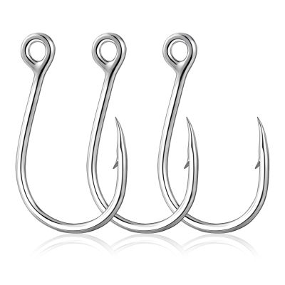 Alwonder 10-Pack Inline Hooks Single Replacement Hook for Hard Baits, High Carbon Steel Powerful Welded Fishing Hooks, 5/0 Jigging Hook for Freshwater Saltwater Trolling Fishing Tackle