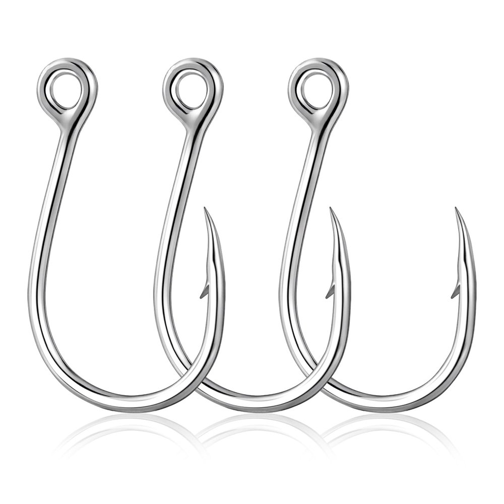 Alwonder 10-Pack Inline Hooks Single Replacement Hook for Hard Baits, High Carbon Steel Powerful Welded Fishing Hooks, 5/0 Jigging Hook for Freshwater Saltwater Trolling Fishing Tackle