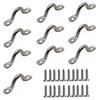 QLXHBOT 10 Pcs Stainless Steel Pad Eye Straps for Bimini Boat Top with 20Pcs Screws, Kayak Deck Loops Tie Down,4mm Pad Eye Bimini 1.8" Length view 1