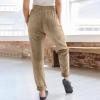 Corduroy Pants Women Casual Loose Elastic High Waisted Straight Leg Trousers Soft Comfy Lounge Drawstring Joggers with Pockets High Waist Womens Corduroy Pants Business Casual Work Pants Fall Fashion view 3