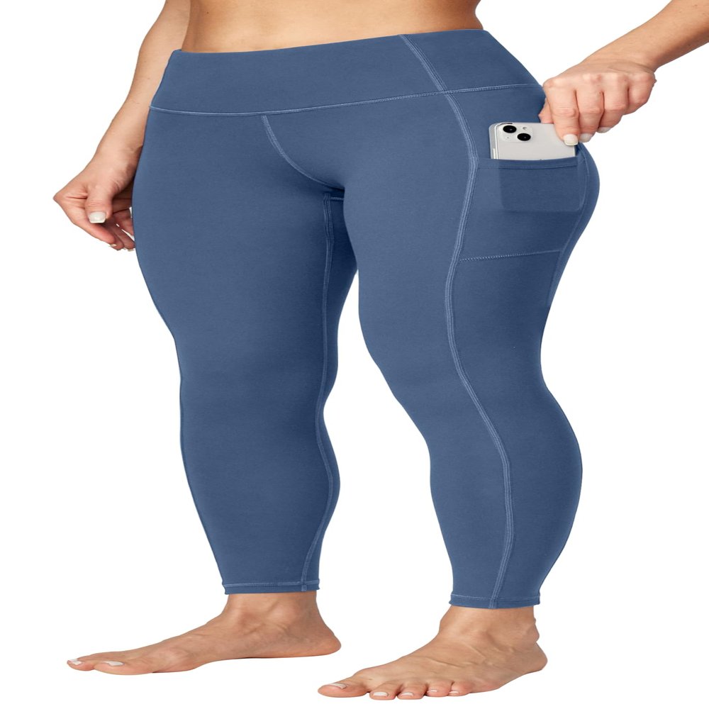 Ewedoos Women's Yoga Pants with Pockets Compression Leggings for Women Tummy Control Workout Leggings for Women Grey Blue