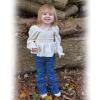 HINTINA 5T Toddler Little Girl Clothes Long Sleeve Beige Shirt Smocked Square Neck Top Denim Jeans Flare Pant 6T 2 Piece Bell Bottom Outfits Fall Winter Clothing Set 5-6 Years view 2