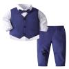 Toddler Boy Clothes Suit Gentleman Wedding Outfits, Formal Dress Shirt+Bowtie+Vest+Pants view 1