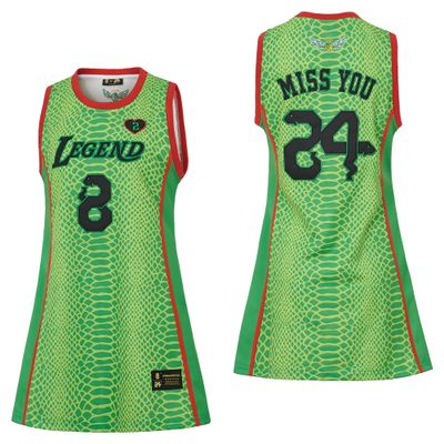 24 Womens Legend Basketball Shirt,Miss You Snakeskin Hip Hop Sport Sleeveless Dress Green Size L