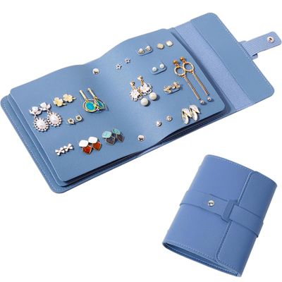 Generic Earring Organizer Book Design Earring Holder Travel Earring Storage Case Tray Holder,Capable to Hold 42 Pairs (Blue), RXZER459