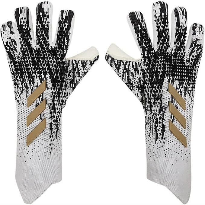 HISTARSTORE5 Soccer Goalkeeper Gloves Goalie Training Gloves Strong Grip Anti-Slip and Breathable for Adults and Children (White Golden,7)