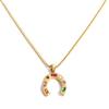 CASOLVX 18k Gold Plated Horseshoe Necklace Lucky Horseshoes Necklaces Delicate Gold Necklace Small Horseshoe Necklace Ladies Jewelry (Gold) view 1