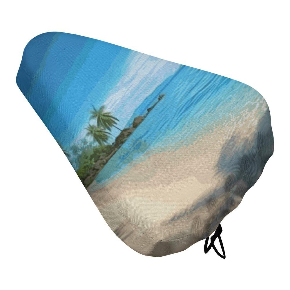 Hawaiian Beach with Palm Trees Waterproof Bike Seat Cover Rainproof and Dust Resistant Bike Seat Saddle Cover Bicycle Seat Cushion Protector with Drawstring