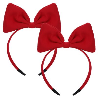 WLLHYF 2Pack Red Bow Headband Big Bowknot Headdress for Women and Girls Makeup Hair Band Hoop Accessories for Halloween Party and Cosplay