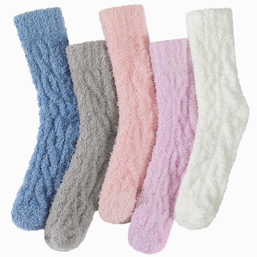 Avisky Fuzzy Socks for Women - 5 Pairs Winter Warm Soft Cozy Fluffy Slipper