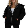 StunShow Womens Hoodies Black Zip Up Hoodie Women Y2k Oversized Casual Sweatshirts for Teen Girls 2024 Fall Jacket With Pocket Black L view 2