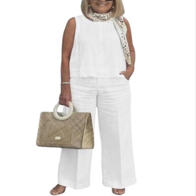 Linen Set for Women Two Piece Outfits for Women Dressy Casual Palazzo Pants Sets for Women