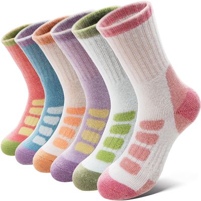 Anlisim Kids Merino Wool Hiking Socks Boys Girls Toddlers Thermal Winter Warm Boot Thick Cushion Gift Socks 6 Pairs(Green/Blue/Pink,1-3Y)