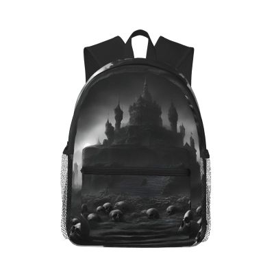 WURTON Black And White Skulls 1 Print Backpacks Casual Work,Travel,Outdoor Activities Fashionable Bag Unisex Daypacks