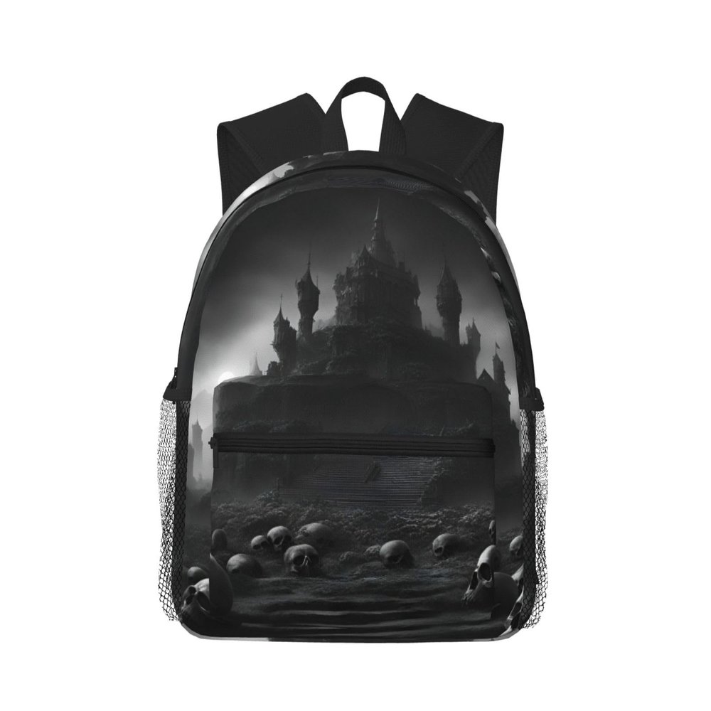 WURTON Black And White Skulls 1 Print Backpacks Casual Work,Travel,Outdoor Activities Fashionable Bag Unisex Daypacks
