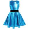 IMEKIS Toddler : Kids Holographic Dress Metallic Outfit Girls Alien Space Cowgirl 80s Birthday School Dance Music Festivals Rave Clothes Blue 3-4T view 1