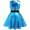 IMEKIS Toddler : Kids Holographic Dress Metallic Outfit Girls Alien Space Cowgirl 80s Birthday School Dance Music Festivals Rave Clothes Blue 3-4T view 2