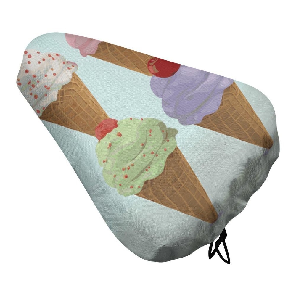 KLWQR Ice Cream Cones Waterproof Bike Seat Cover Rainproof and Dust Resistant Bike Seat Saddle Cover Bicycle Seat Cushion Protector with Drawstring, style