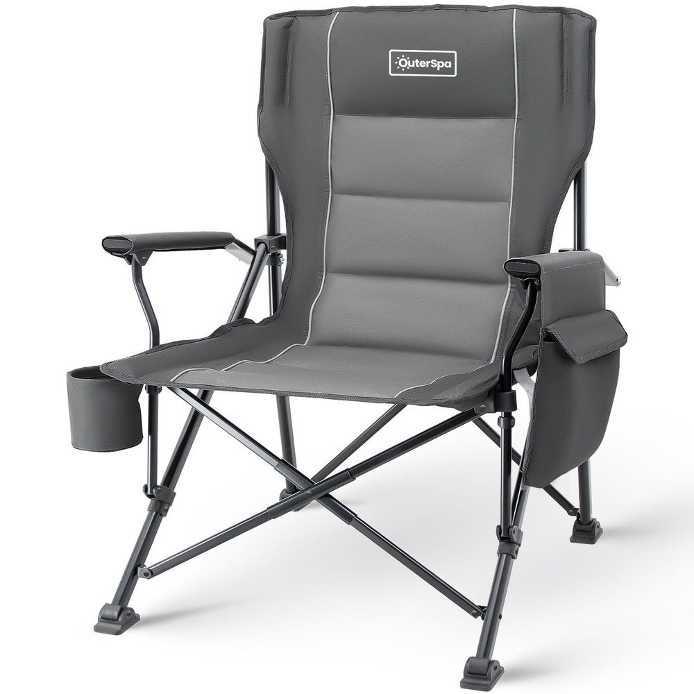 OuterSpa Oversized Folding Camping Chairs for Adults Heavy Duty, Support 500lbs Big and Tall High Back Camping Chairs for Heavy People Padded Lawn Chairs Camp Chairs for Patio,Beach,Camp,Lawn,Outdoor