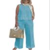 Two Piece Sets for Women Casual Linen Outfits Sets for Women Palazzo Pant Suits for Women Dressy view 1