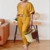 Two Piece Sets for Women Casual Linen Outfits Sets for Women Palazzo Pant Suits for Women Dressy view 3