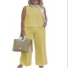 Linen Set for Women Two Piece Outfits for Women Dressy Casual Palazzo Pants Sets for Women view 1