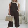 Two Piece Sets Casual Linen Set Outfits Palazzo Pant Suits for Women Dressy view 2
