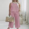 Two Piece Sets for Women Casual Linen Outfits Sets for Women Palazzo Pant Suits for Women Dressy view 2