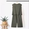 Linen Set for Women Two Piece Outfits for Women Dressy Casual Palazzo Pants Sets for Women view 3