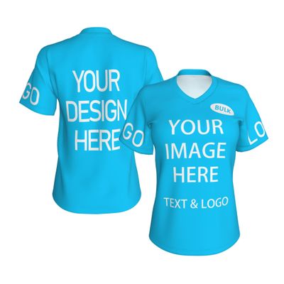 NineFit Basics Bulk Custom T Shirts for Women Design Your Own Customize Shirts for Woman Short Sleeve Custom Shirt V Neck Tee Basic Top Small, Blue 3