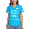NineFit Basics Bulk Custom T Shirts for Women Design Your Own Customize Shirts for Woman Short Sleeve Custom Shirt V Neck Tee Basic Top Small, Blue 3 view 2