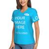 NineFit Basics Bulk Custom T Shirts for Women Design Your Own Customize Shirts for Woman Short Sleeve Custom Shirt V Neck Tee Basic Top Small, Blue 3 view 3
