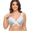 Women's Plus Size Full Coverage Lace Bra Underwire Non Padded Push up Bralette 34D Grey view 3