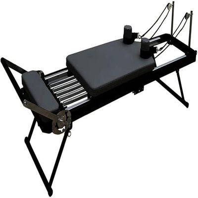 Foldable Pilates Reformer Machine Multifunction Portable Home Pilates Reformer Adjustable Reformer Machine Studio Equipments for Strength Training Exercise(Color:black)