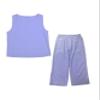 Linen Set for Women Two Piece Outfits Dressy Purple Casual Palazzo Pants Sets view 3