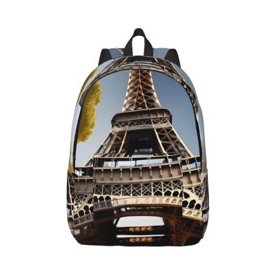 WURTON Cityscape Paris Eiffel Tower France Print Unisex Canvas Bag Canvas Shoulder Pouch Pack Lightweight Backpack For Woman Lady