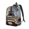 WURTON Cityscape Paris Eiffel Tower France Print Unisex Canvas Bag Canvas Shoulder Pouch Pack Lightweight Backpack For Woman Lady view 2