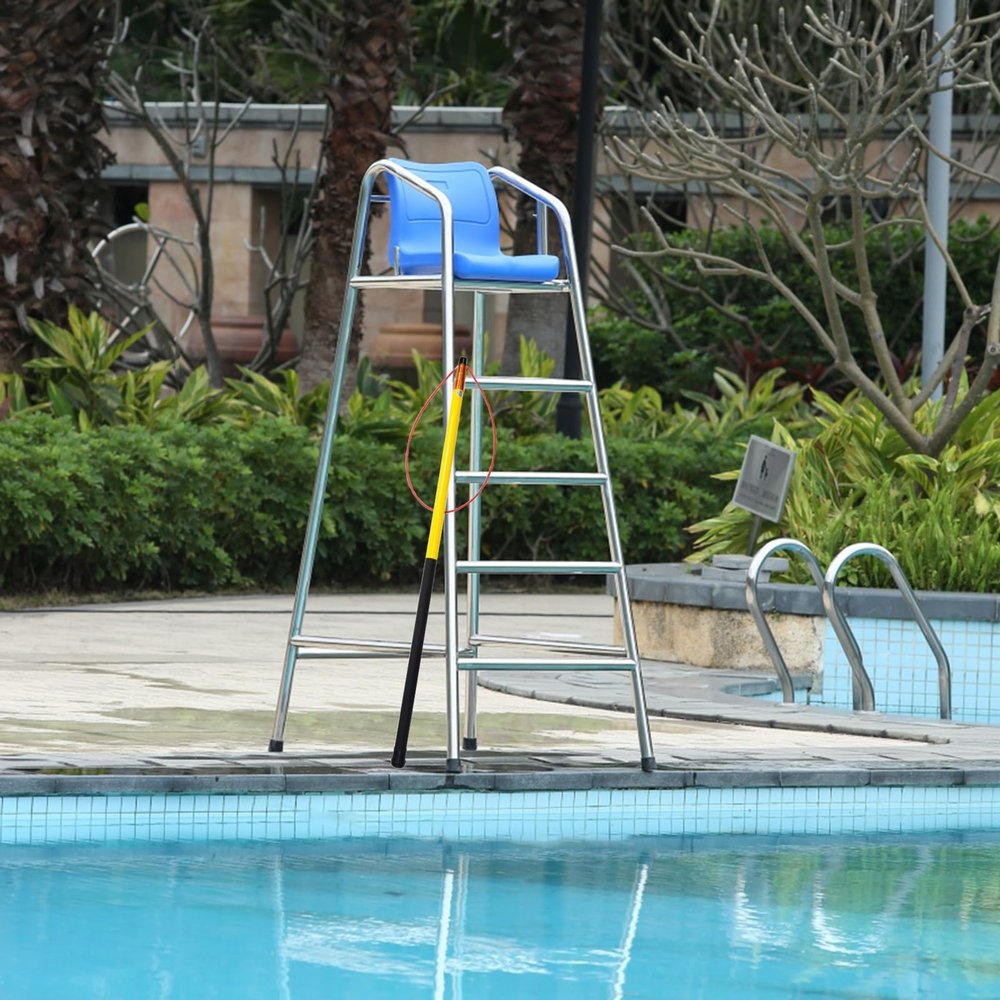 Kunovo Portable Tall Life Guard Chair with Rescue Pole, Rustproof Outdoor Lifesaving Observation Chair, Strong Load-Bearing Referee Seat for Competition(180cm (70.8"))