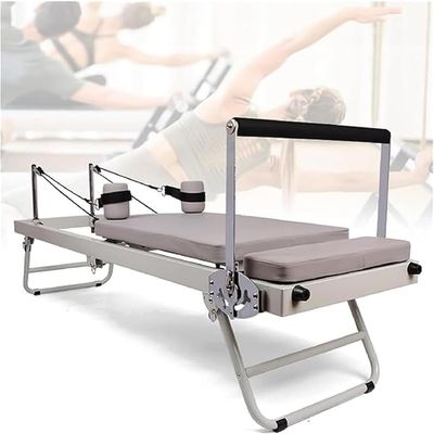 Foldable Pilates Reformer Machine Multifunction Portable Home Pilates Reformer Adjustable Reformer Machine Studio Equipments for Strength Training Exercise(Color:grey)