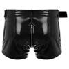 Sinleey Men's Sexy Policeman Cosplay Costume Shorts Double-end Zipper Boxer Shorts Underwear for Halloween Black Medium view 3