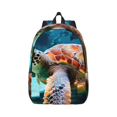 WURTON Sea Turtle Print Unisex Canvas Bag Canvas Shoulder Pouch Pack Lightweight Backpack For Woman Lady